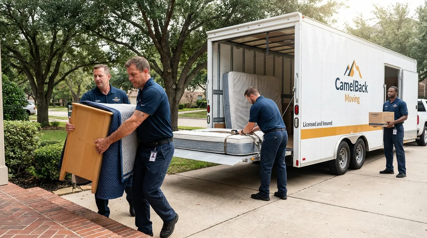 Crew loading residential truck for cross-state move from Williamston, NC