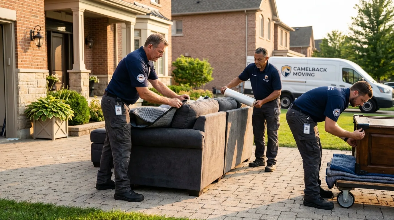 Large estate moving crew wrapping furniture in Williamston, NC